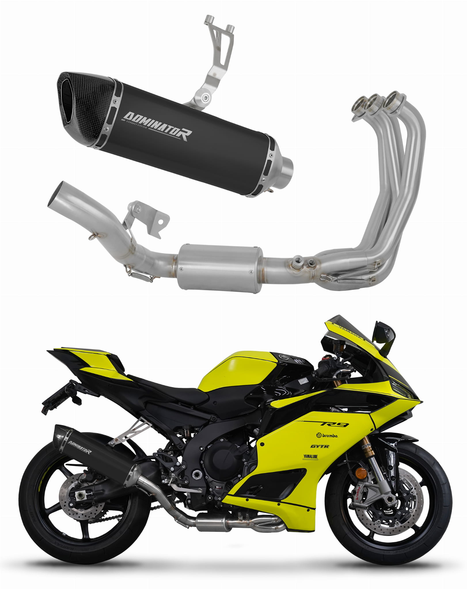 Yamaha YZF R9 2025 Full Exhaust System Collector Silencer HP6 BLACK ...