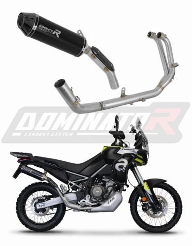 Aprilia Tuareg 660 2021 - 2022 EXHAUST Collector Manifold Full System Muffler Auspuff Sportauspuff Silencer Echappement Silencieux Scarico Scarichi Escape Wydech Tłumik HP3 BLACK Dominator Exhaust System x
