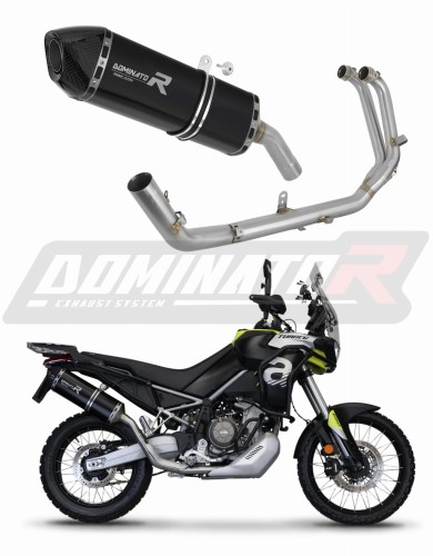Aprilia Tuareg 660 2021 - 2022 EXHAUST Collector Manifold Full System Muffler Auspuff Sportauspuff Silencer Echappement Silencieux Scarico Scarichi Escape Wydech Tłumik HP7 BLACK Dominator Exhaust System x