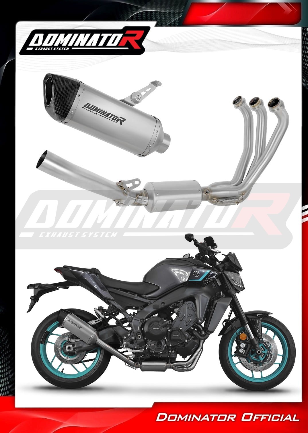 Yamaha MT-09 2024 Full Exhaust System Collector Silencer Titanium