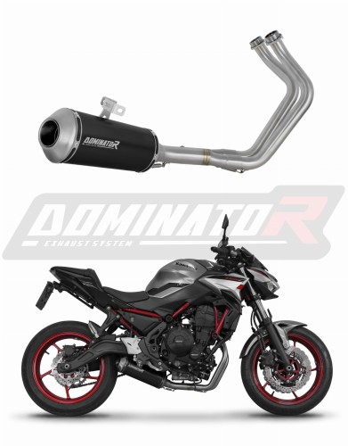 Kawasaki Z650 2023 - 2024 EXHAUST Collector Manifold Full System Muffler Auspuff Sportauspuff Silencer Echappement Silencieux Scarico Scarichi Escape Wydech Tłumik OV G2 BLACK Dominator Exhaust System x