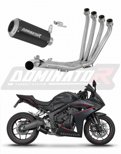 Honda CB 650 R / E-Clutch 2024 - 2025 Collector Manifold Full Exhaust System Muffler Auspuff Sportauspuff Silencer Echappement Silencieux Scarico Scarichi Escape Wydech Tłumik GP BLACK Dominator Exhaust System