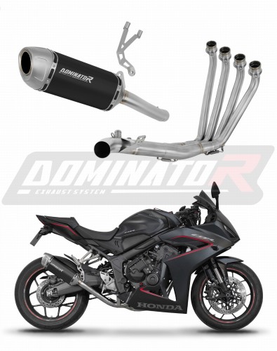 Honda CB 650 R / E-Clutch 2024 - 2025 Collector Manifold Full Exhaust System Muffler Auspuff Sportauspuff Silencer Echappement Silencieux Scarico Scarichi Escape Wydech Tłumik S6 BLACK Dominator Exhaust System