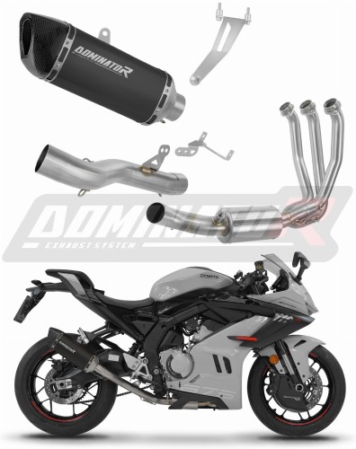 CF MOTO 675 SR R 2024 2025 Full System Motorcycle Muffler Auspuff Sportauspuff Silencer Echappement Silencieux Scarico Scarichi Escape Wydech Tłumik HP6 Black Noir Negro Nero Dominator Exhaust System x